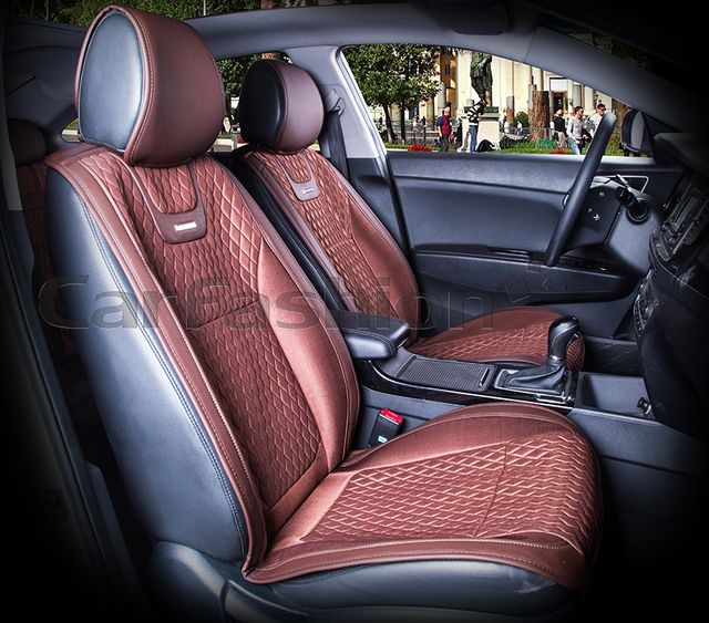 Накидки универсальные CarFashion Torino на передние сидения авто, цвет Кофе/Кофе/Кофе. Артикул 21420