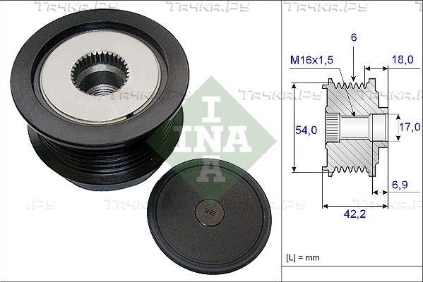 Муфта генератора обгонная Ina. Артикул 535 0188 10
