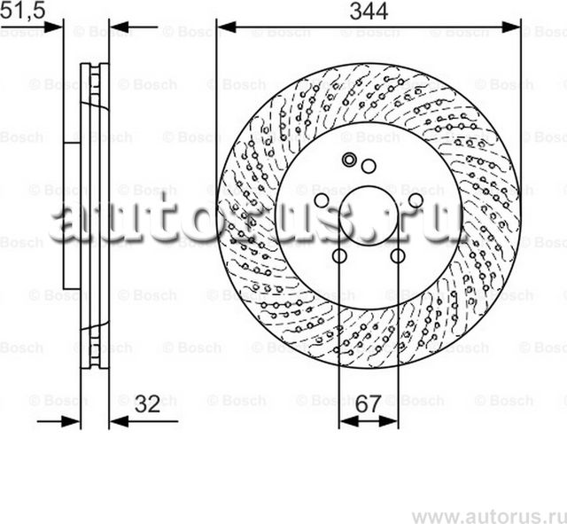 Диск тормозной MB C218 11- перед.вент. (Bosch). Артикул 0986479D07