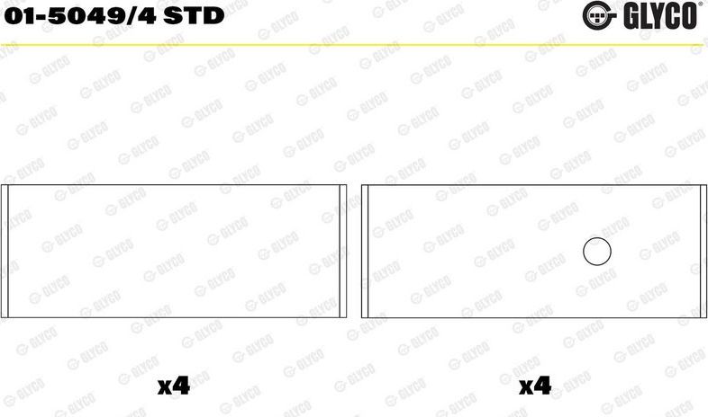 Вкладыши шатунные Glyco для Nissan Micra V 2005-2026. Артикул 01-5049/4 STD