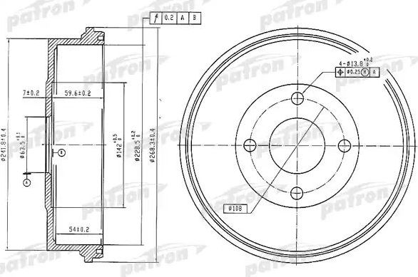 Тормозной барабан Patron. Артикул PDR1066