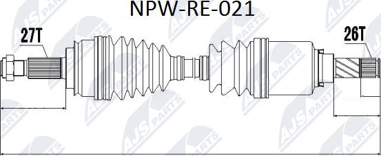 Полуось (привод в сборе, приводной вал) NTY. Артикул NPW-RE-021