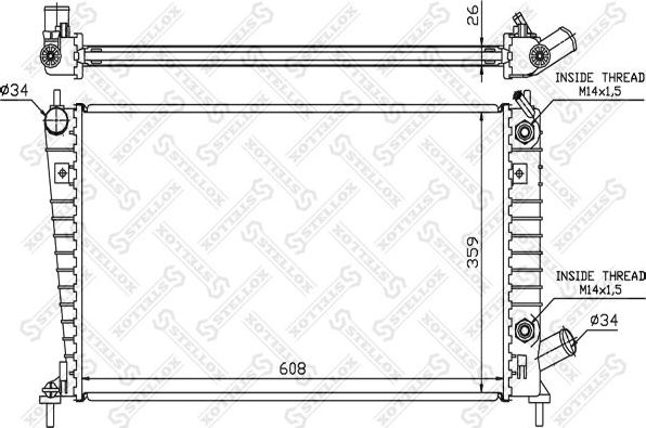 Радиатор охлаждения двигателя Stellox для Saab 9-5 I 1997-2001. Артикул 10-26659-SX