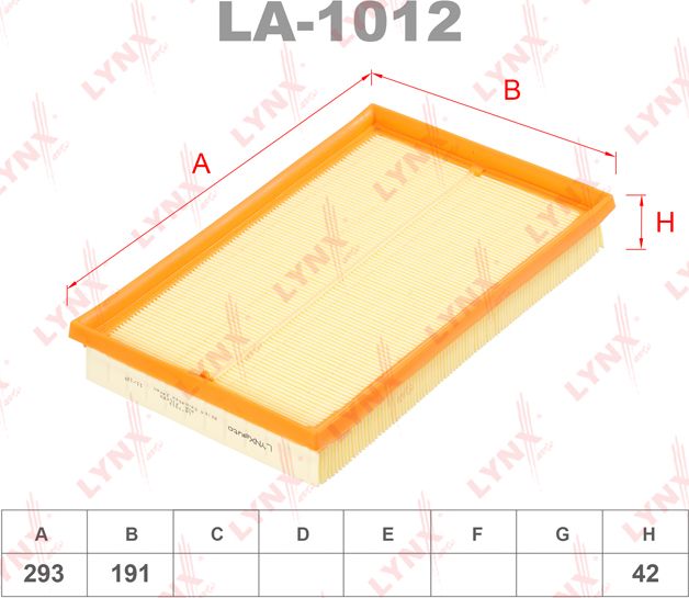 Воздушный фильтр LYNXauto. Артикул LA-1012
