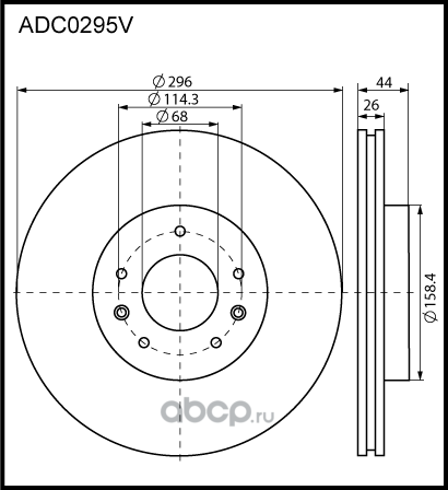 Диск тормозной | перед | (Allied Nippon). Артикул ADC0295V