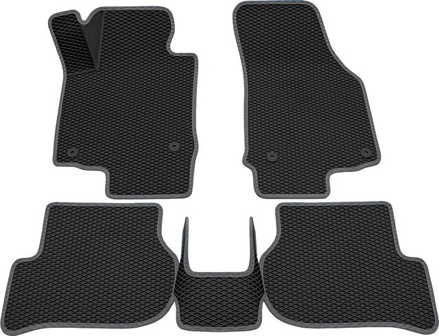 Коврики Rezkon 3D EVA ромб резиновые для салона Skoda Octavia А5 2009-2013 Серый кант. Артикул 9230010102