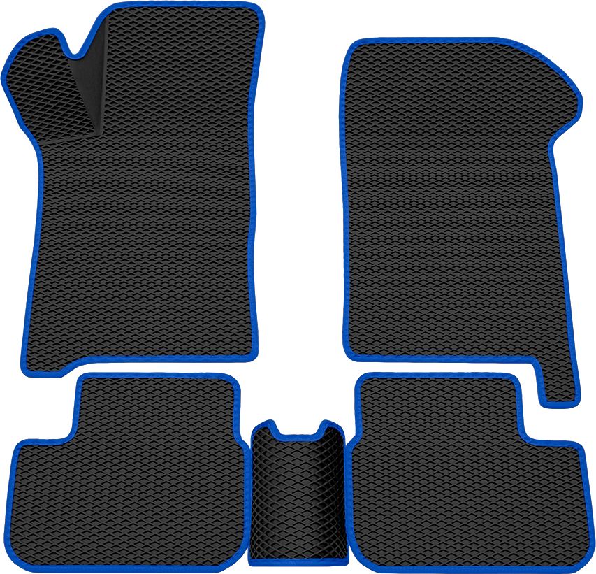 Коврики Rezkon 3D EVA Ромб резиновые для салона Lada Samara 2113 2004-2013 Синий кант. Артикул 9239010103