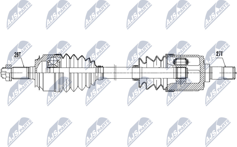 Полуось (привод в сборе, приводной вал) NTY. Артикул NPW-HD-050