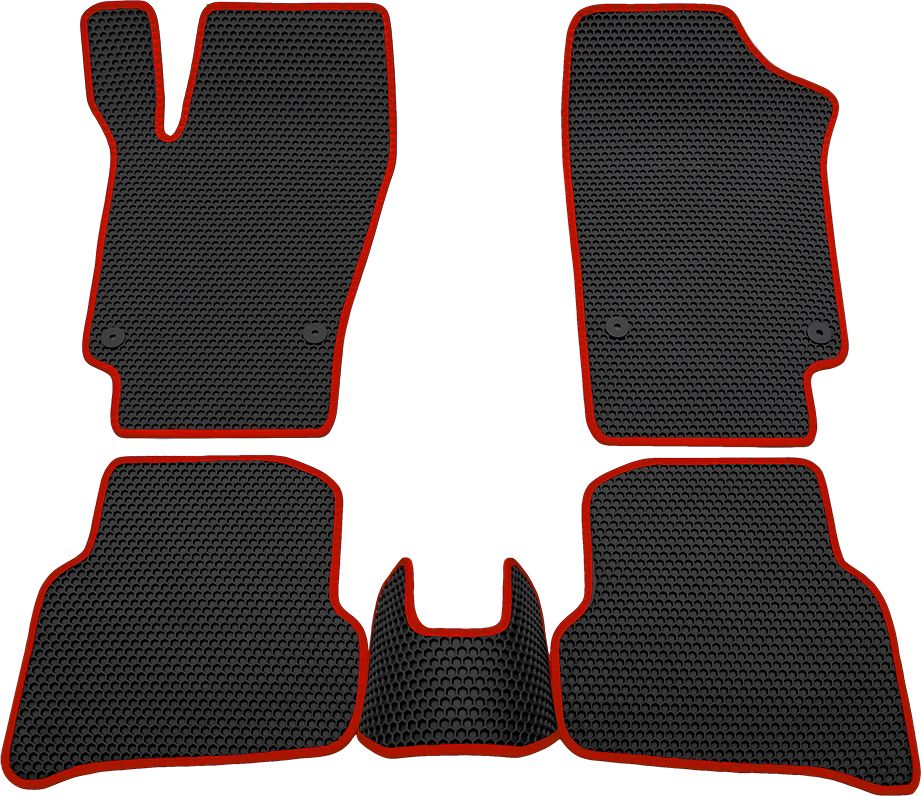 Коврики Rezkon EVA Соты для салона Volkswagen Polo V 2009-2026 Красный кант. Артикул 9135020104