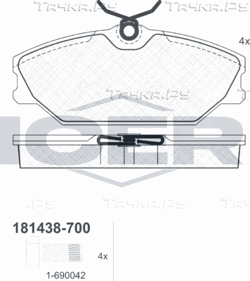 Тормозные колодки Icer передние для Renault Clio II 2001-2013. Артикул 181438-700
