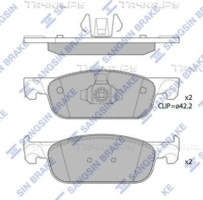 Тормозные колодки Sangsin Hi-Q передние для Dacia Logan II 2012-2026. Артикул SP4054