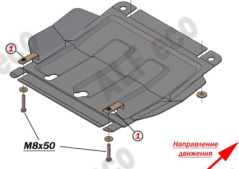 Защита алюминиевая Alfeco для редуктора переднего моста Great Wall Hover H3, H5 2005-2016. Артикул ALF.31.06al