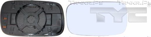 Зеркальное стекло бокового зеркала TYC правое для Volkswagen Caddy II 1995-2004. Артикул 337-0031-1