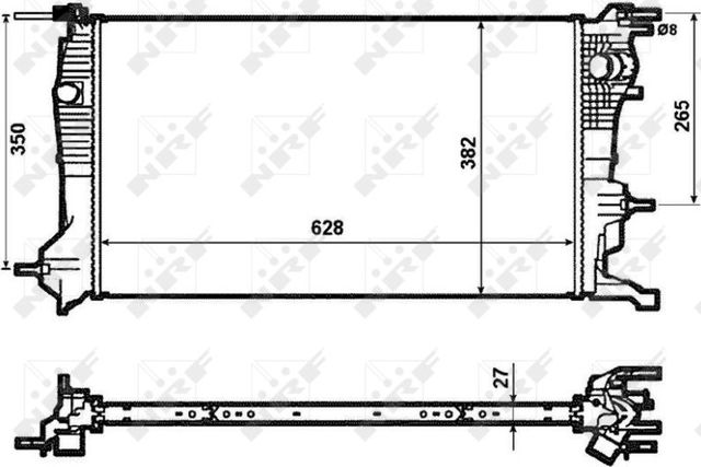 Радиатор охлаждения двигателя NRF (алюминий) для Renault Grand Scenic III 2009-2015. Артикул 53963