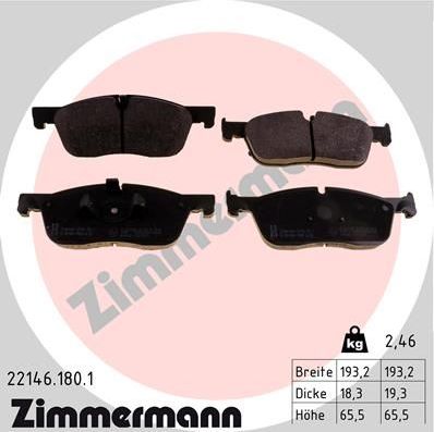 Тормозные колодки Zimmermann. Артикул 22146.180.1
