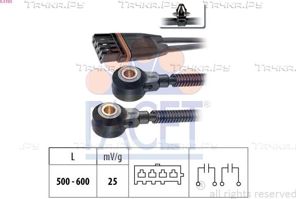 Датчик детонации Facet Made in Italy - OE Equivalent для BMW 3 V (E90/E91/E92/E93) 2004-2013. Артикул 9.3193