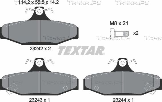 Тормозные колодки Textar задние для SsangYong Musso II 2004-2026. Артикул 2324201