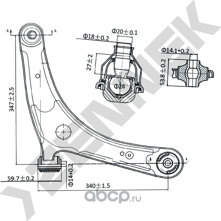 РЫЧАГ ПЕРЕДНИЙ ПРАВЫЙ CITROEN C-CROSSER 07>, MITSUBISHI ASX 1.6-1.8 10 (Zennek). Артикул DCA0159