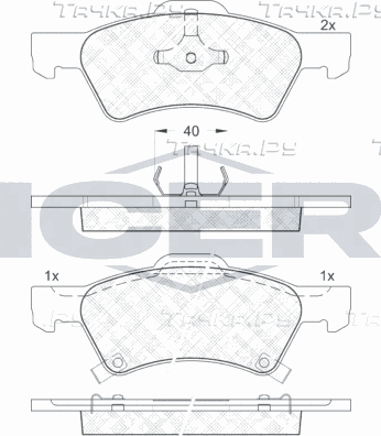 Тормозные колодки Icer передние для Chrysler Voyager IV 2000-2008. Артикул 181544