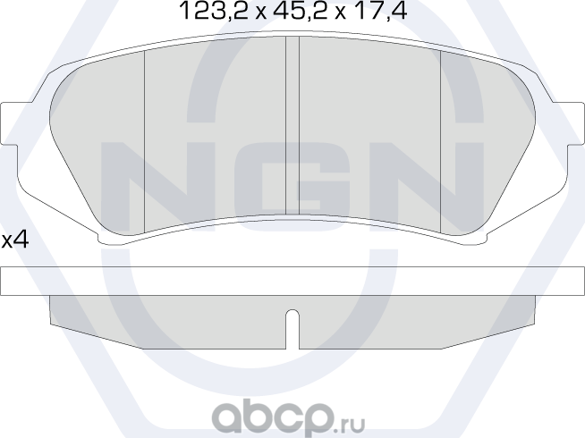 Колодки тормозные керамические, задние (NGN). Артикул 3501838