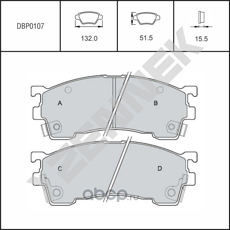 Колодки тормозные дисковые передние MAZDA 323 98-04, 626 91-02 (Zennek). Артикул DBP0107