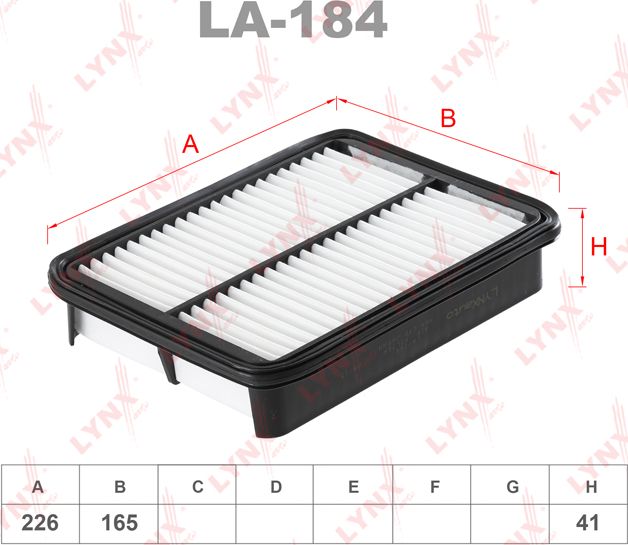 Воздушный фильтр LYNXauto. Артикул LA-184