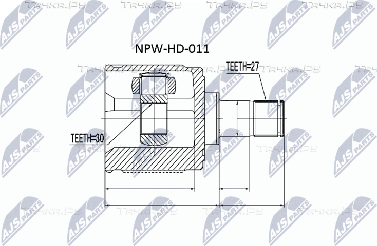 Шрус внутренний (граната) NTY передний правый для Honda Civic VIII 2005-2012. Артикул NPW-HD-011
