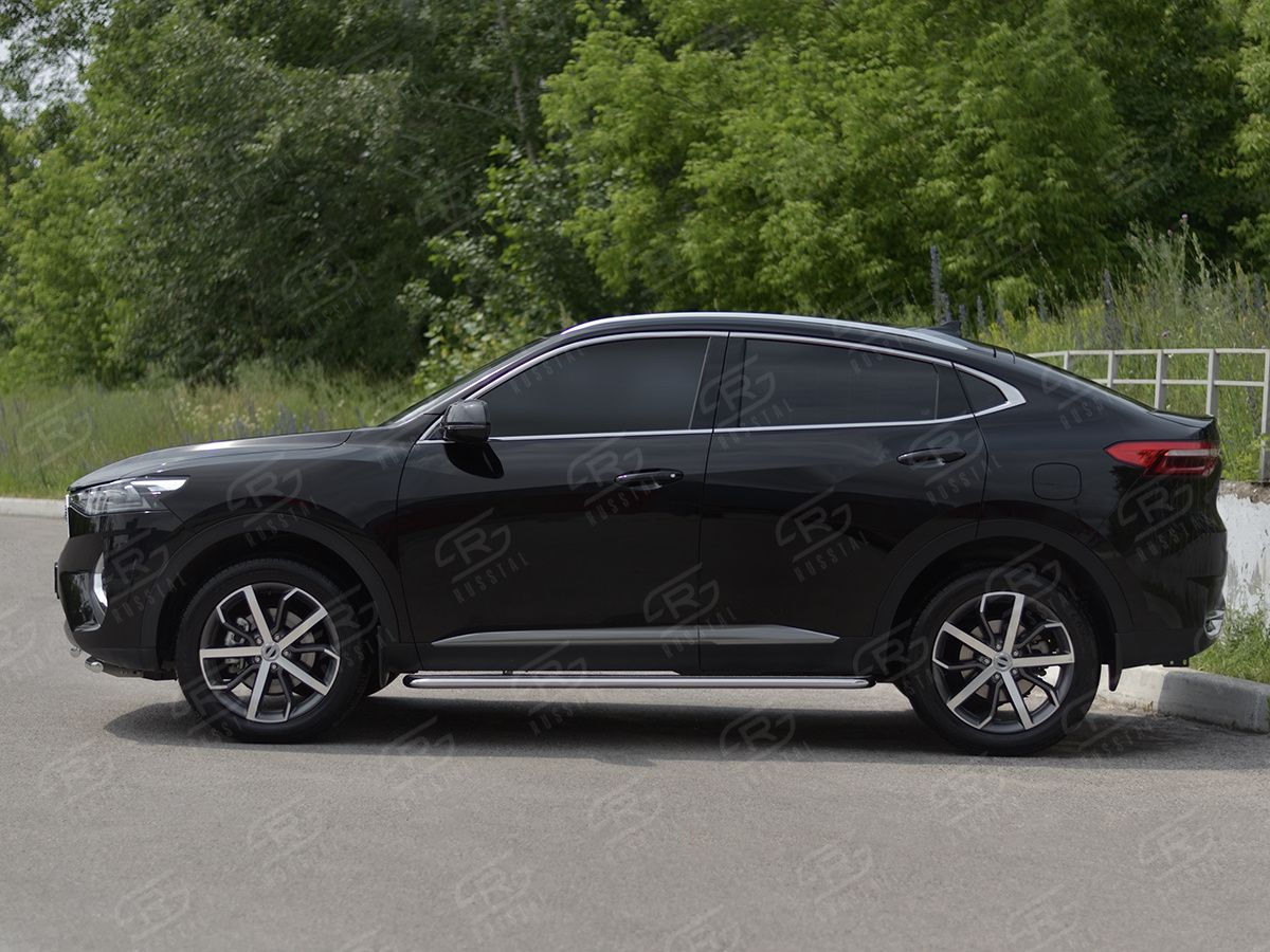 Защита порогов RusStal труба d42 с листом (вариант 1) для Haval F7x 1.5 4WD 2019-2022. Артикул HF7XL-0038381