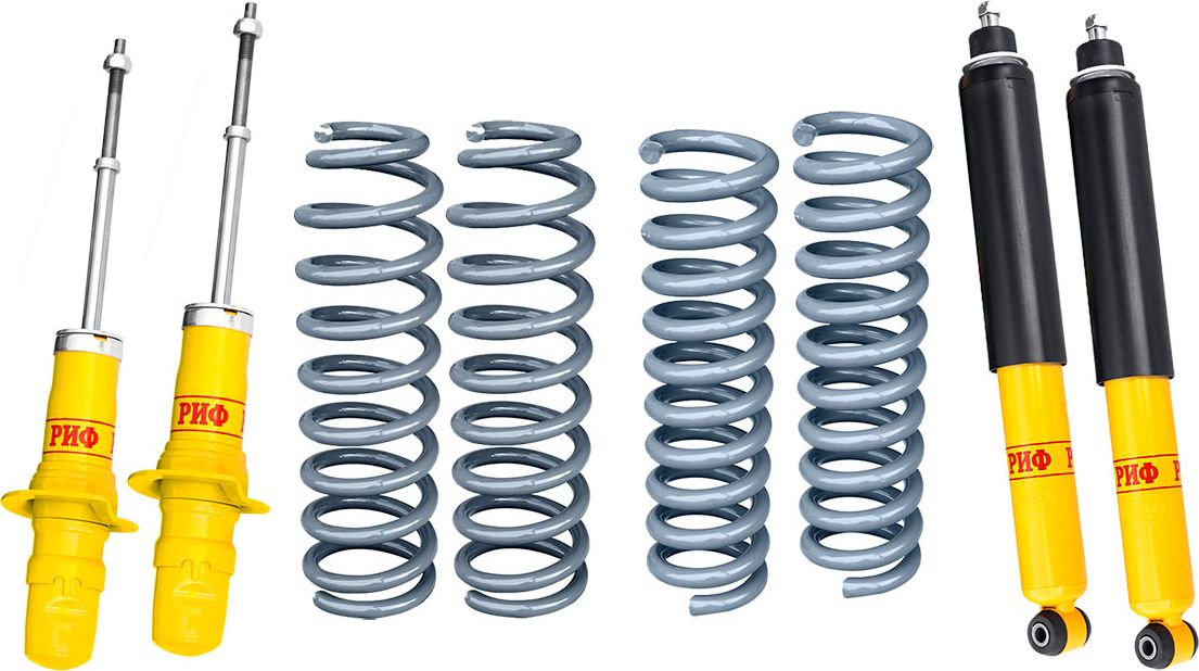 Комплект РИФ усиленной стандартной подвески для SsangYong Rexton II XVT 2006-2012, лифт 30 мм, нагрузка - 75 кг. Артикул RIF-XVT-S