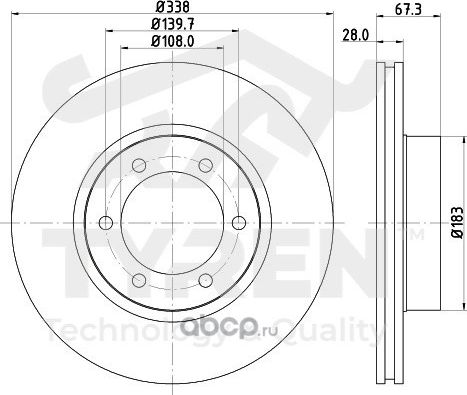 Тормозной диск (Tyren). Артикул TYR1019201