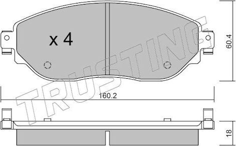Тормозные колодки Trusting для Opel Vivaro B 2014-2018. Артикул 1019.0