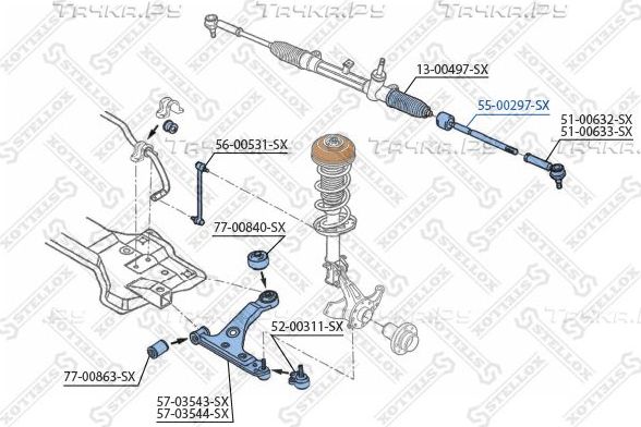 Рулевая тяга Stellox правая/левая для Opel Corsa D 2006-2014. Артикул 55-00297-SX