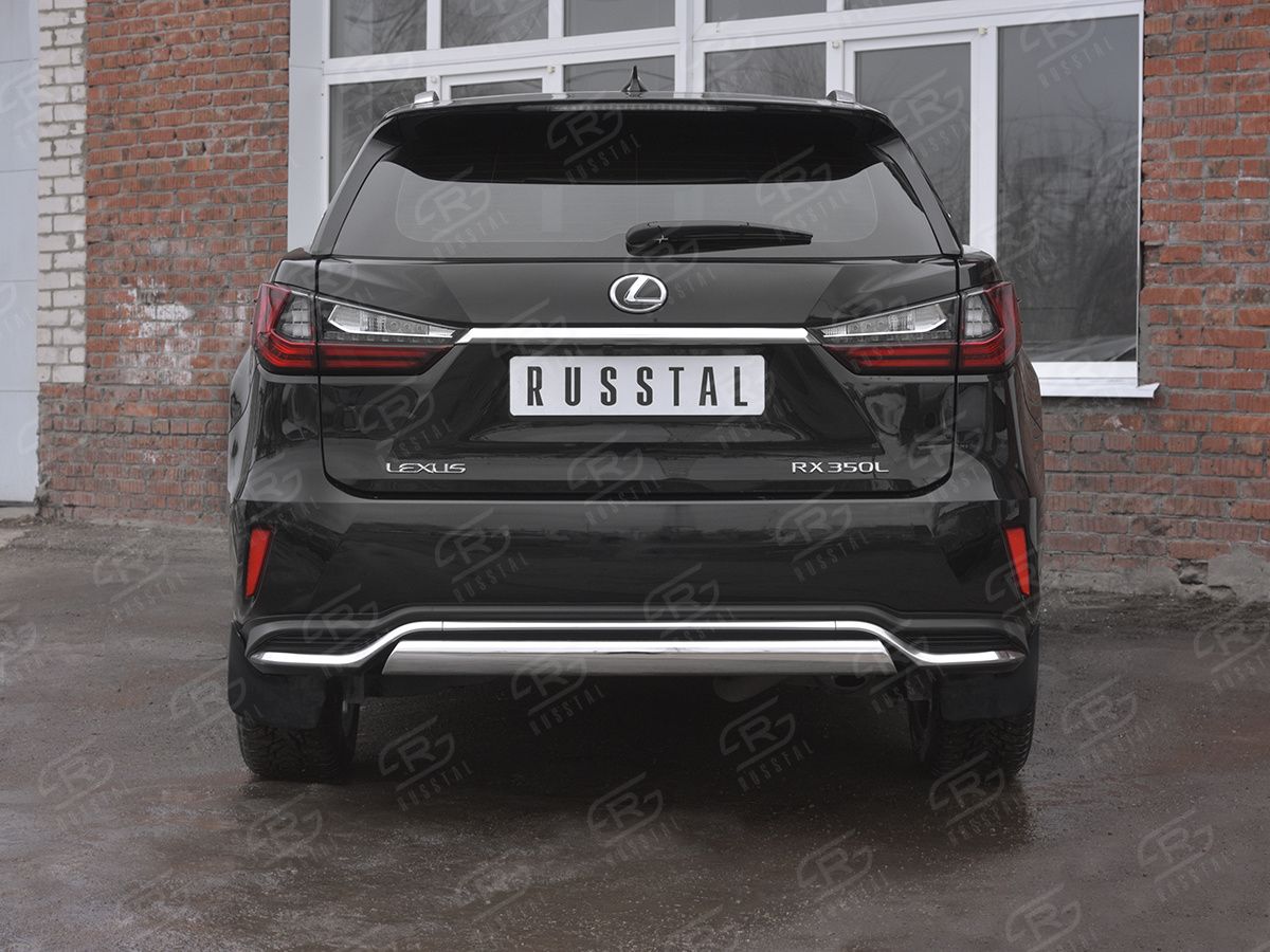 Защита RusStal заднего бампера d75х42 дуга для Lexus RX 350L (кроме F-Sport) 2018-2026. Артикул LRX3Z-003225