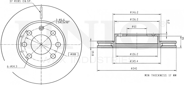 Диск тормозной (Unio). Артикул BRD-20134