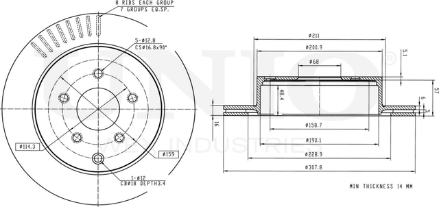 Диск тормозной (Unio). Артикул BRD-20098
