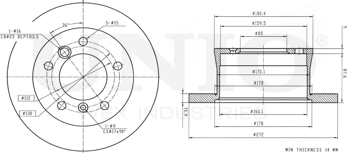 Диск тормозной (Unio). Артикул BRD-20604