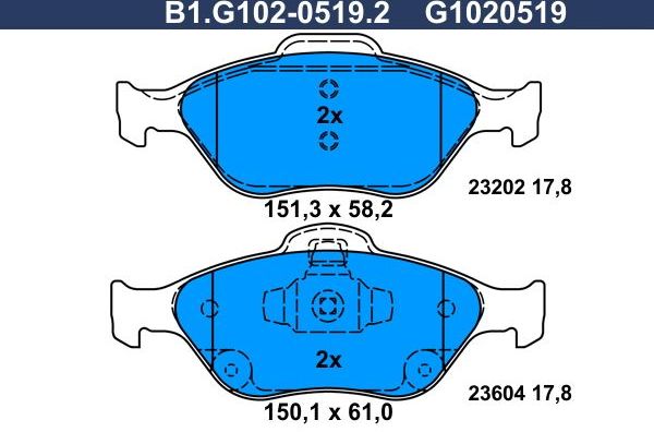 Тормозные колодки Galfer. Артикул B1.G102-0519.2