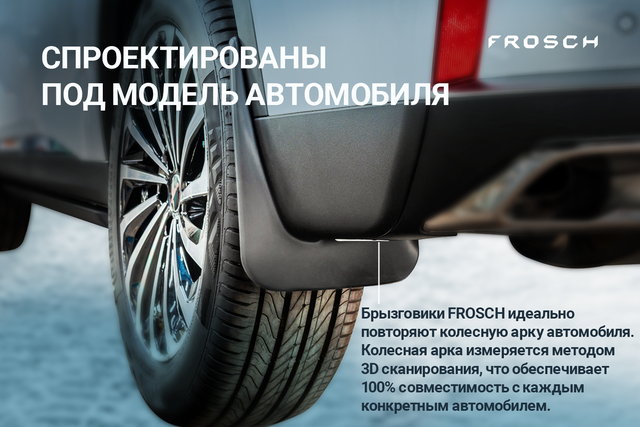Брызговики Frosch (в коробке) задняя пара для Volvo XC90 2015-2026. Артикул FROSCH.50.01.F13