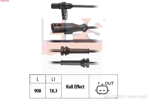 Датчик ABS EPS Made in Italy - OE Equivalent. Артикул 1.960.258
