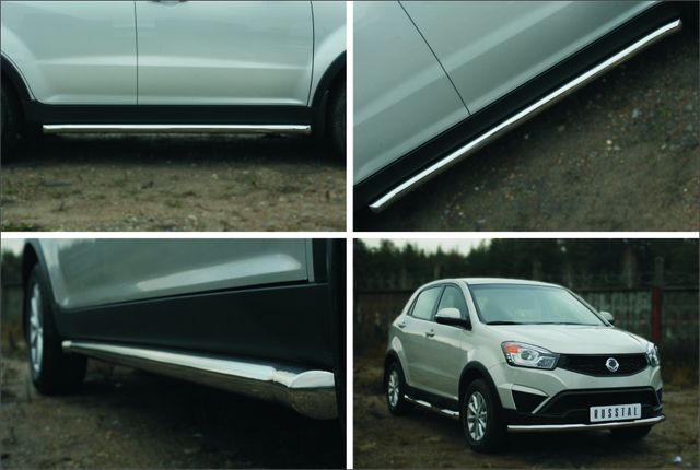 Защита порогов RusStal труба d63 (вариант 1) для SsangYong Actyon II 2014-2026. Артикул SYAT-0019751