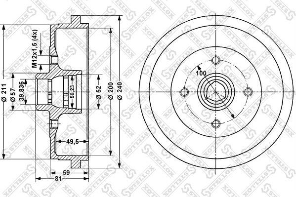 Тормозной барабан Stellox. Артикул 6025-4709-SX
