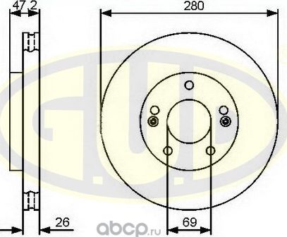 Тормозной диск G.U.D.. Артикул GDB126150