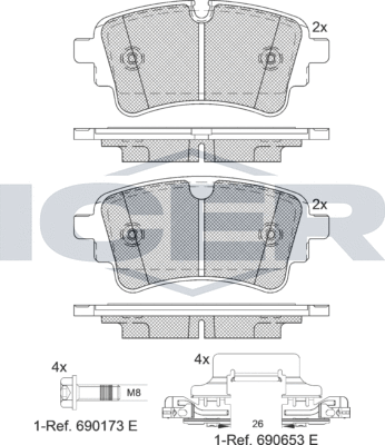 Тормозные колодки Icer задние для Audi A5 II (F5) 2016-2026. Артикул 182256-203
