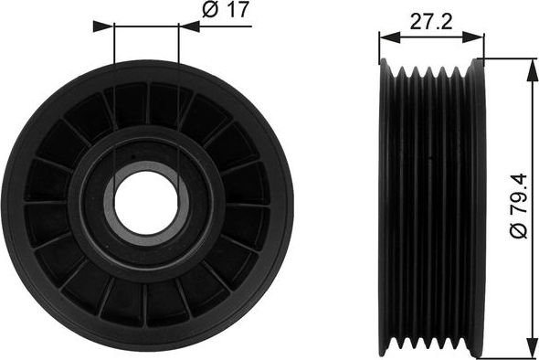 Направляющий (ведущий) ролик приводного поликлинового ремня Gates DriveAlign® для Dodge Nitro 2006-2012. Артикул T38009