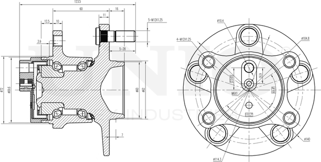 Ступица колеса с интегрированным подшипником (Unio). Артикул HUB-20284