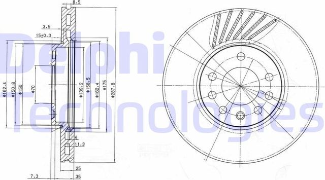 Тормозной диск Delphi передний для Saab 900 II 1996-1998. Артикул BG3142