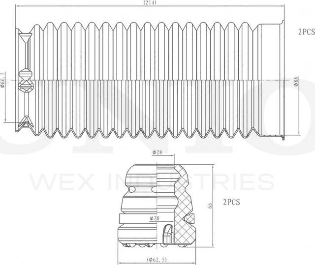 Отбойник и пыльник амортизатора, комплект (Unio). Артикул DUC-50084