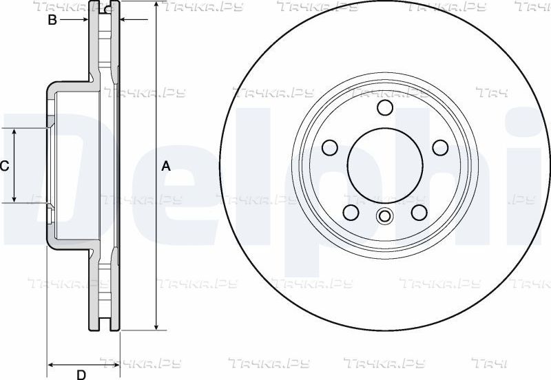 Тормозной диск Delphi для BMW 1 III (F40) 2011-2026. Артикул BG9157C