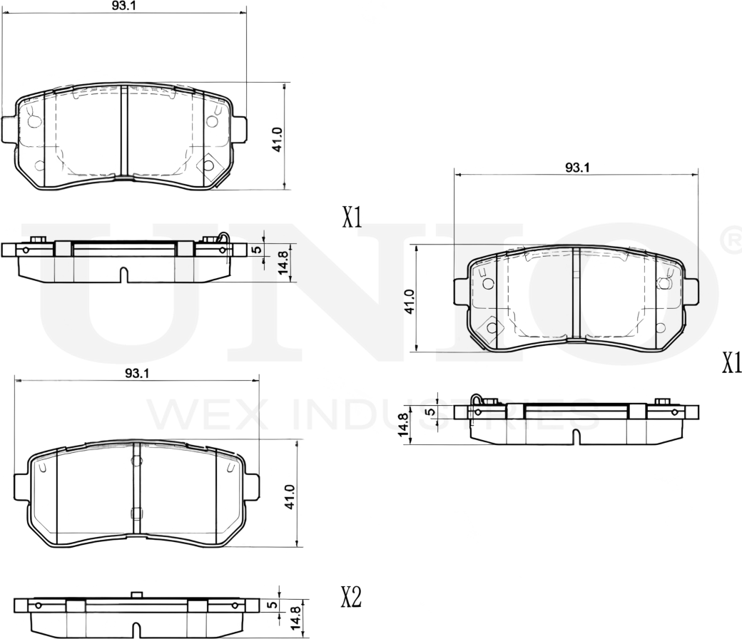 Колодки тормозные диск. задние Kia Sportage IV 15-, Hyundai Tucson III 15-, ix35 13- (Unio). Артикул BRP-20462
