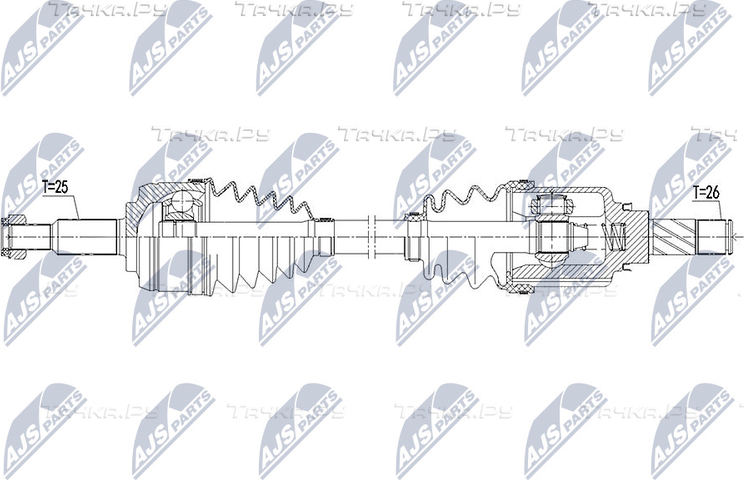 Полуось (привод в сборе, приводной вал) NTY. Артикул NPW-RE-113